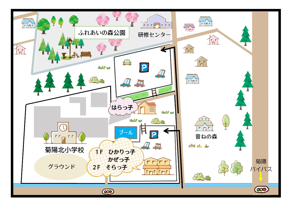菊陽北小学童地図